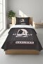 Space Astronaut Themed Single Pique Set - Cosmic Teen Room Anthracite Gray Quilted Bedspread - 2