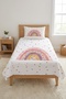 Rainbow Floral Patterned Teen Pique Set - Fairy Tale Themed Nordic Powder Ecru Quilted Bedspread - 6
