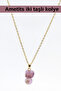 Women's Gold Color Steel Chain Double Natural Amethyst Stone Necklace - Adjustable 46 cm