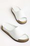 Genuine Leather Orthopedic Women's Slippers with White Thick Sole Covering