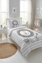 Cute Lion Striped Children's Pique Set-Minimal Safari Nordic Gray Powder Decorative Bedspread - 6