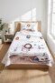Space Astronaut Planet Starry Single Pique Set-Galaxy Adventure Scandinavian Blue Bedspread - 2