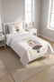 Princess Star Crowned Girl's Pique Set - Fairytale Concept Modern Powder Ecru Quilted Bedspread - 2