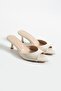 Loren Women's Elegant Thin Heeled Ecru Slippers – Minimalist Design Stylish Open-Toe Shoes - 2