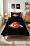 Planet Star Galaxy Space Kids Pique Set-Futuristic Cosmic Modern Orange Quilted Bedspread - 5