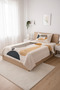 Geometric Abstract Pattern Children's Pique Set-Minimal Artistic Nordic Beige Mustard Quilted Bedspread - 5
