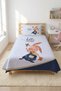 Rabbit Checkered Cute Children's Room Teenager Pique Set-Nostalgic Fairytale Blue Navy Blue Bedspread