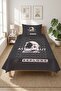 Space Astronaut Themed Single Pique Set - Cosmic Teen Room Anthracite Gray Quilted Bedspread