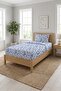 Floral Blue and White Branchy Children's Pique Set - Nostalgic Spring Nordic Navy Blue Ecru Bedspread - 6