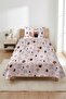 Cute Forest Animals Patterned Baby Pique Set - Nature Themed Nordic Beige Quilted Bedspread - 2