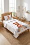 Cute Teddy Bear Rainbow Star Single Pique Set - Fairy Tale Themed Nordic Gray Bedspread - 5