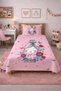 Butterfly Flower Heart Pink Children's Pique Set - Fairy Tale Themed Modern Navy Blue Decorative Bedspread