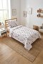 Forest Animals Tree Patterned Children's Pique Set - Fairy Tale Themed Nordic Gray Decorative Bedspread - 5