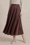 Brown Women's Flared Skirt High Waist Midi Flowy Stylish Casual Office Skirt - 4