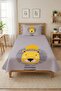 Young Pike Set with Lion Figure and Crown - Cute Safari Nordic Gray Yellow Decorative Bedspread - 3