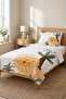Lion Themed Safari Patterned Children's Pique Set - Cute Jungle Modern Yellow Green Decorative Bedspread - 7
