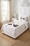 Ballerina Princess Swan Single Pique Set - Elegant Fairytale Powder Anthracite Decorative Bedspread - 4
