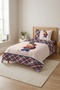 Children's Pique Set with Plaid Teddy Bear Figure - Urban Adventure Modern Burgundy Navy Blue Decorative Bedspread - 4