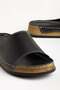 Genuine Leather Orthopedic Women's Slippers Black Thick Sole Covering with Single Tape - 2