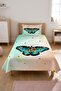 Butterfly Daisy Floral Mint Baby Pique Set - Nature-Inspired Nordic Cream Decorative Bedspread - 5