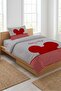 Striped Cute Silhouette Red Gray Baby Pique Set - Fairy Tale Play Theme Modern Decorative Bedspread - 2