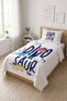 Cute Dinosaur Motif Children's Single Pique Set - Adventure Themed Navy Blue and White Coverlet - 2