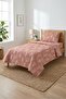 Botanical Feathered Branch Pattern Children's Pique Set-Romantic Nature Nordic Pink Ecru Decorative Bedspread - 3