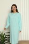 Women's Long Sleeve Lace Detailed Relaxed Fit 100% Cotton Nightgown - 2