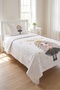 Princess Star Crowned Girl's Pique Set - Fairytale Concept Modern Powder Ecru Quilted Bedspread - 3