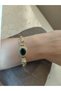 Zircon Stone Emerald Green Oval Stone Detailed Tiger Women's Bracelet - 7