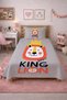 Lion Crowned Safari Pattern Teenager Pike Set-Cute Animal Scandinavian Gray Coral Quilted Bedspread - 7