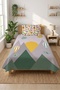 Mountain Balloon Sun Patterned Children's Pique Set - Nature Adventure Nordic Green Gray Quilted Bedspread - 6