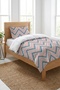 Zigzag Striped Pastel Children's Single Pique Set-Geometric Youth Room Powder Quilted Bedspread - 7