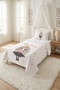 Princess Star Crowned Girl's Pique Set - Fairytale Concept Modern Powder Ecru Quilted Bedspread