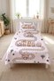 Cute Animal Train Safari Single Pique Set-Adventure Themed Nordic Beige Green Bedspread - 2