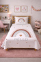 Rainbow Heart Pattern Children's Pique Set - Cheerful Pastel Nordic Powder White Decorative Bedspread - 4