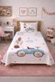 Cloudy Children's Pique Set with Cars and Balloons - Sky Adventure Nordic Blue Beige Quilted Bedspread - 2