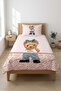 Cute Teddy Bear Polka Dot Teen Pique Set - Modern Mink Green Decorative Bedspread with Cute Figures - 5