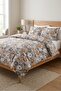 Floral Botanical Pattern Children's Single Pique Set - Country House Modern Gray Mustard Quilted Bedspread - 4
