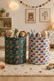 2 Patterned Children's Toy Baskets – Foldable Toy Storage Basket Organizer