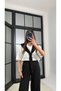Women's Basic Tshirt with Shawl Detail and Elastic Waist Pants Two-Piece Tracksuit Set - 3