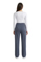 Women's Anthracite High Waist Draped Crepe Trousers with Flexible Wide Legs - 8