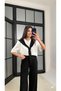 Women's Basic Tshirt with Shawl Detail and Elastic Waist Pants Two-Piece Tracksuit Set - 4