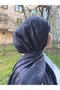 شال جاكار من القطن الناعم ذو نمط حلقي من قماش التسيتهر باللون الأنثراسيت