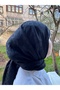 شال جاكار من القطن الناعم بنمط فارمي باللون الأسود - 4