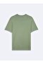 Crew Neck Green T-Shirt with Print Detail - 2