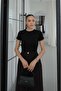 Black Blouse with Lace Detail on the Sleeves - 2