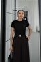 Black Blouse with Lace Detail on the Sleeves - 3