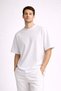 Premium Oversize White Basic T-Shirt 100% Cotton Unisex Men'S/Women's T-Shirt - 3