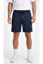 Men's Navy Blue Color Shorts with Zipper Pocket Detail, Back Pleats, Breathable Patterned Fabric - 2